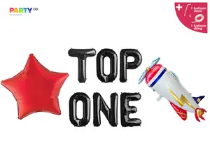Top One Balloon Banner | Top Gun Theme 1st Birthday Party | Airplane Themed Birthday decor for 1st Birthday July 4th