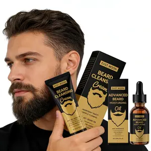 Men's Beard Care Kit with Beard Cleansing Cream and Nourishing Oil, Gentle Cleaning and Moisturizing for Daily Beard Maintenance