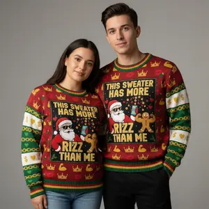 Rizz King Santa Christmas Sweater – Funny Gingerbread Meme Holiday Top