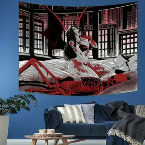 Scary vampire print tapestry, scary design style, soft and durable, machine washable, very suitable for home or student dormitory decoration Gift Wall