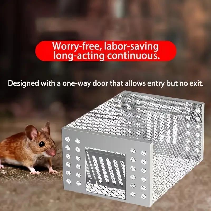 Mouse Cage, 1 Count  1-way Door Design Automatic Mouse Trap, Durable Iron Mouse Cage, Pest & Weed Control Accessories for Home & Office