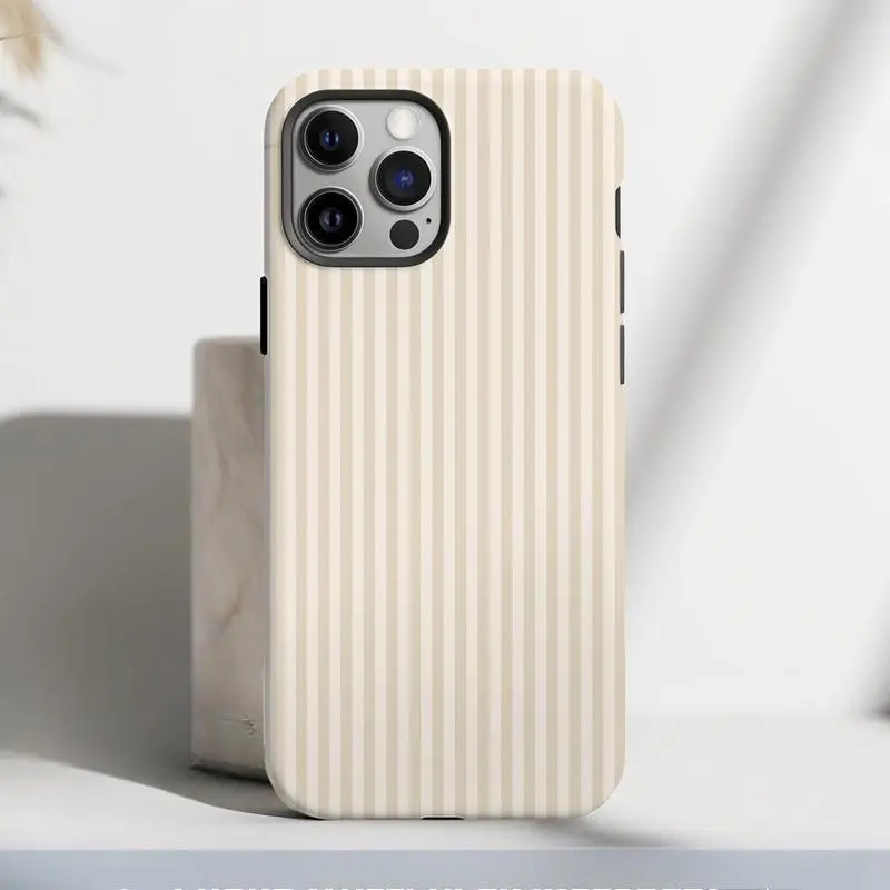 Beige Phone Case,Monogram Phone Case, Aesthetic Brown Striped Phonecase, Summer Coastal Phonecase, Preppy Phonecase Beachy Cover for IPhone17 16 15 14 13 12 11 Plus Pro Promax Case for IPhone Tough Phone Case