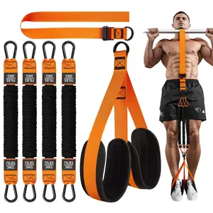 Pull Up Assist Bands Set Heavy-duty 4×75lbs Resistance Adjustable Strap & Wide Footplate for Home Gym Outdoor Workout Strength Training Exercise Equipment