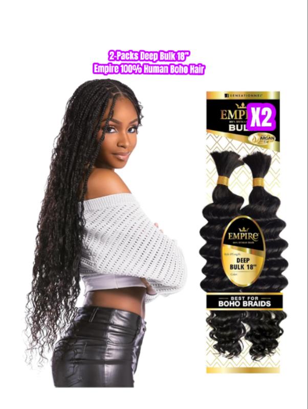 Sensationnel Boho Empire 100% Human Hair Deep Bulk 6-Week Boho Bundle (Free GIFTS + Shipping)
