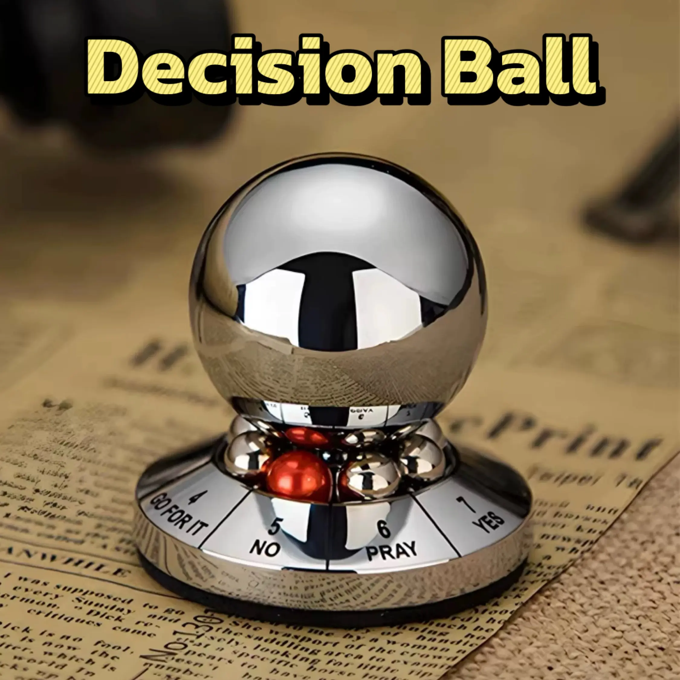 Father's Day Gift Metal Fidget Decision Maker Ball - Finger Spinner Decompression Toy - Spin for Answers - Multifunctional Prophecy Desktop Decor for Home Office, Fidgets