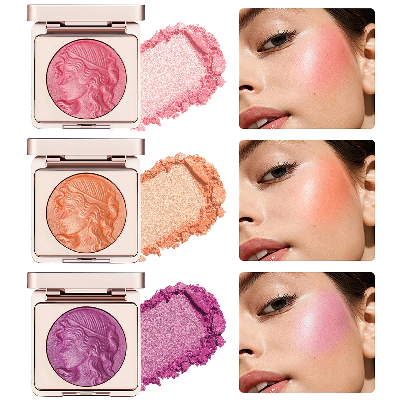 Zaidoc Little Angel Collection Embossed Highlight & Blush Palette - Shimmer, Silky, Long-Lasting, Dewy Radiance, Natural Glow, Touch-Up Makeup Cosmetic
