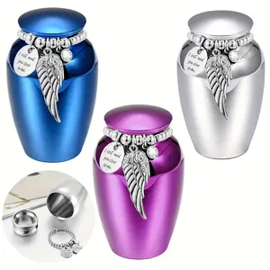 Mini Winged Keepsake Suitable for Human & Pet Ashes - 2.56 Inch Small Cremation with Wing Charm, Aluminum Alloy Memorial for Ashes Preservation, for or Burial Container