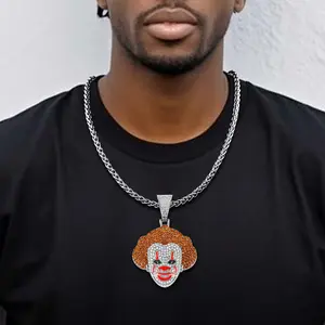 Unisex Fashion Hip Hop Clown Pendant Necklace - Suitable for Everyday Wear, Street Parties, Halloween & Christmas, Perfect for Both Holiday and Casual Looks