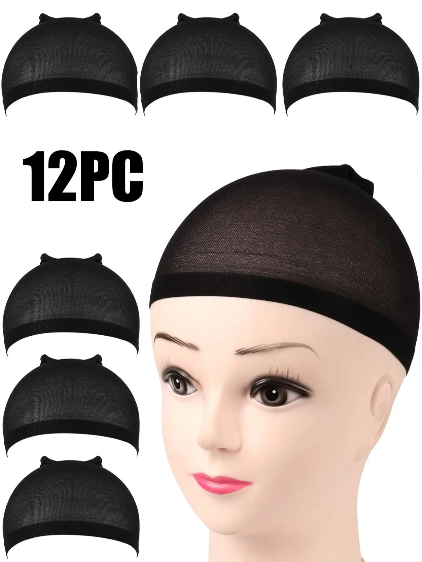 Black Stretch Nylon Wig Grip Cap for Women – Smooth & Breathable Stocking Wig Cap, Lightweight Natural Fit for Secure Wig Installations and Daily Wear, Wig Tape