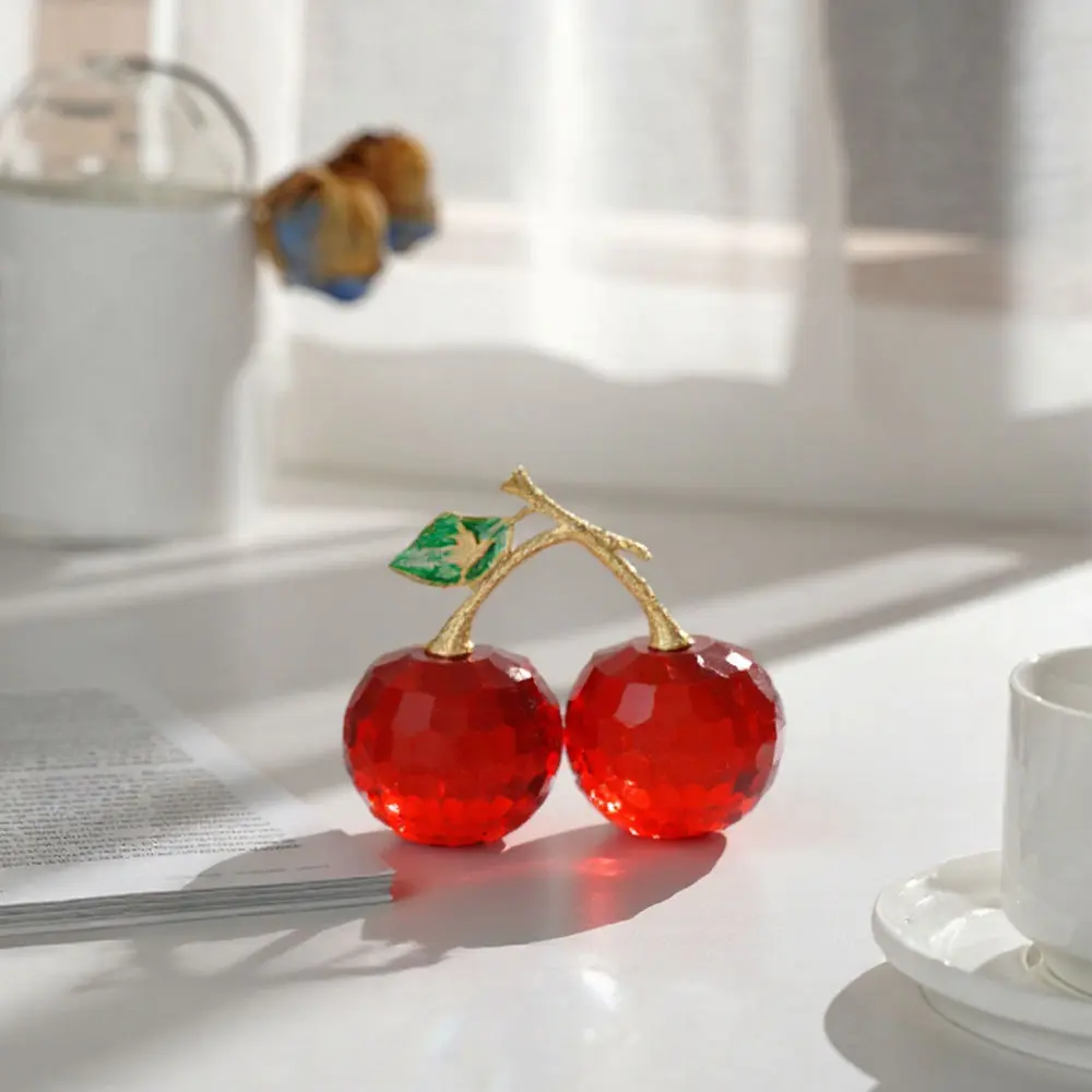 Crystal Craft Bling Out Crystals European Cherry Simulation Large Color Pear Plant Tray, Desktop Living Room Decoration, Home Decor Ornament, Crystal Decorative Ornaments