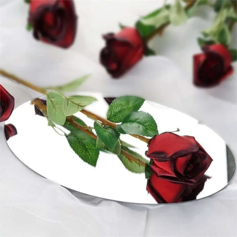 24pcs Long-Stem Artificial Silk Roses with Red Petals & Black Tips, 31in Home Decor Flowers for Home Supplies