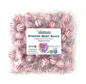 Yankee Traders Hard Candy Balls, Peppermint Striped, 2 Pound