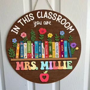 Custom Classroom Door Sign, Classroom Decor, Teacher Wooden Door Sign, Classroom Door Hanger, Back To School, Teacher Appreciation Gifts