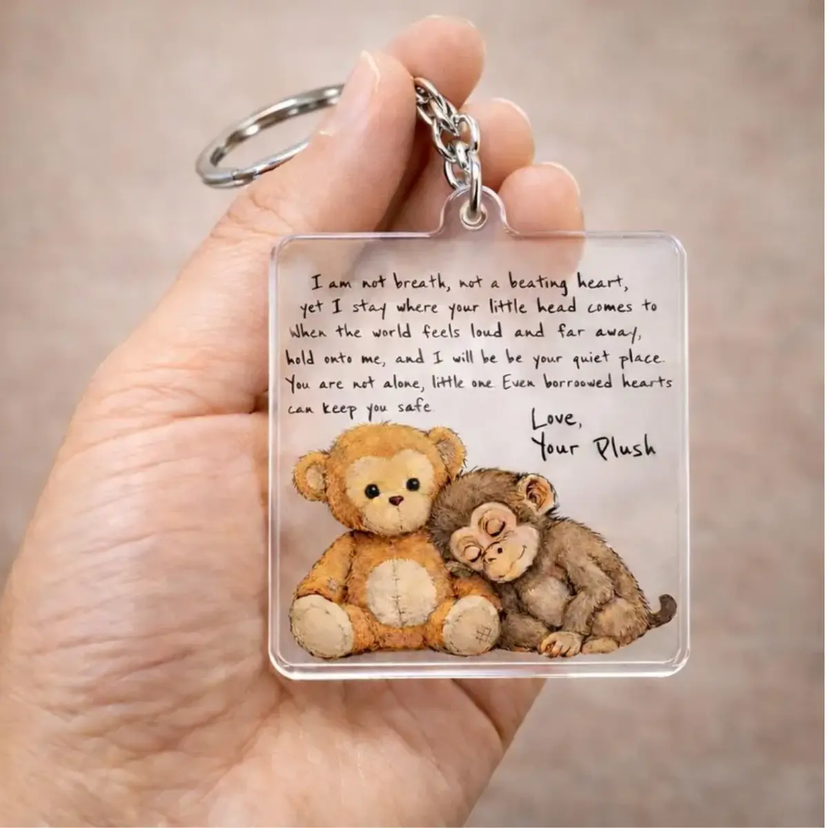 Dear Punch Acrylic Keychain, Kawaii Animal Charm, Backpack Bag Accessory, Viral Baby Monkey keychain