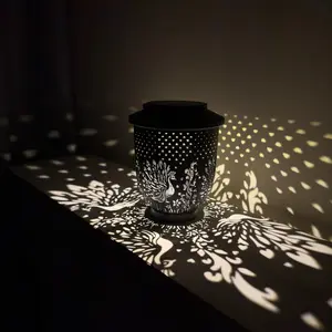 Solar Powered Projection Lantern, Peacock Butterfly Crane Bird Pattern, Ip65 Waterproof Outdoor Garden Decor Light, Auto on off LED Lamp