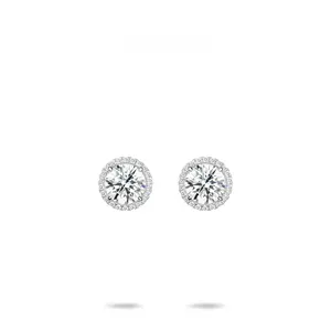 VAMERAY #3278 6 Carat In Each Pave Halo Round Brilliant Stud Earrings