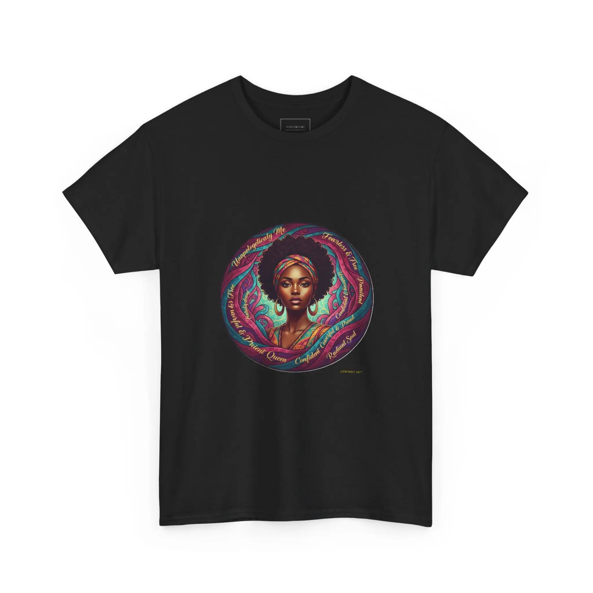 Men's Classic Cotton Graphic Shirt, Relaxed Fit Round Neck with Unapologetic Black Woman Art Print, Seamless Tubular Knit, Shortsleeve, Tee, Graphic Art, All Seasons, Tops, Casual, Fabric, Menswear, Elastic, Ribbed