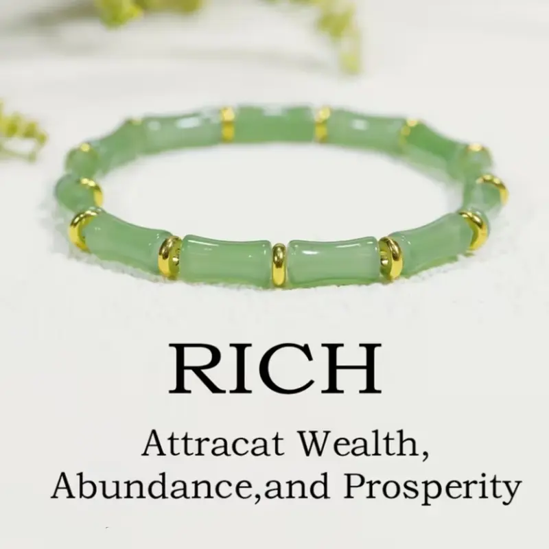 Women's Chinese Style Bamboo Knot Lucky Bracelet, Artificial Crystal Beads, Bamboo Joint Design, Ideal Gift, All-Season Elegant Wrist Jewelry, Beautiful Bracelets