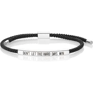 "Dont Let The Hard Days Win Handmade Braided Adjustable Bangle, Stainless Steel Wrap Bracelet for Women, Inspirational Gift for Daughter or Friend"