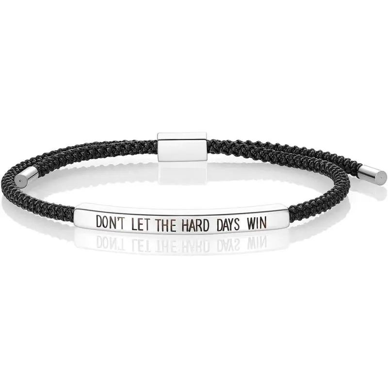"Dont Let The Hard Days Win Handmade Braided Adjustable Bangle, Stainless Steel Wrap Bracelet for Women, Inspirational Gift for Daughter or Friend"