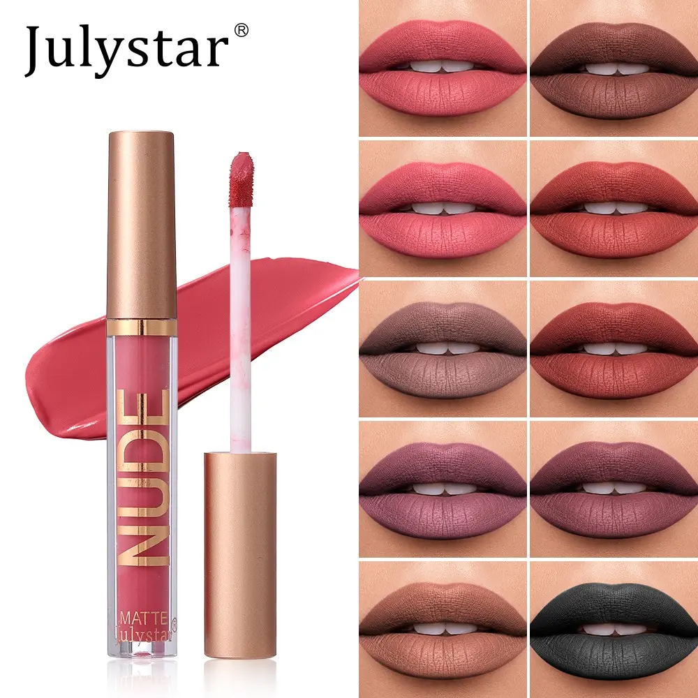 10 Colors Nude Matte Lip Gloss, Long-Lasting Waterproof Velvet Lipstick, Transfer-Proof Non-Drying Lip Tint for All Skin Tones, Makeup