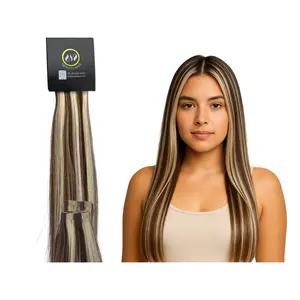 Chocolate Brown + Ashy Blonde Mix Tape-In Extensions