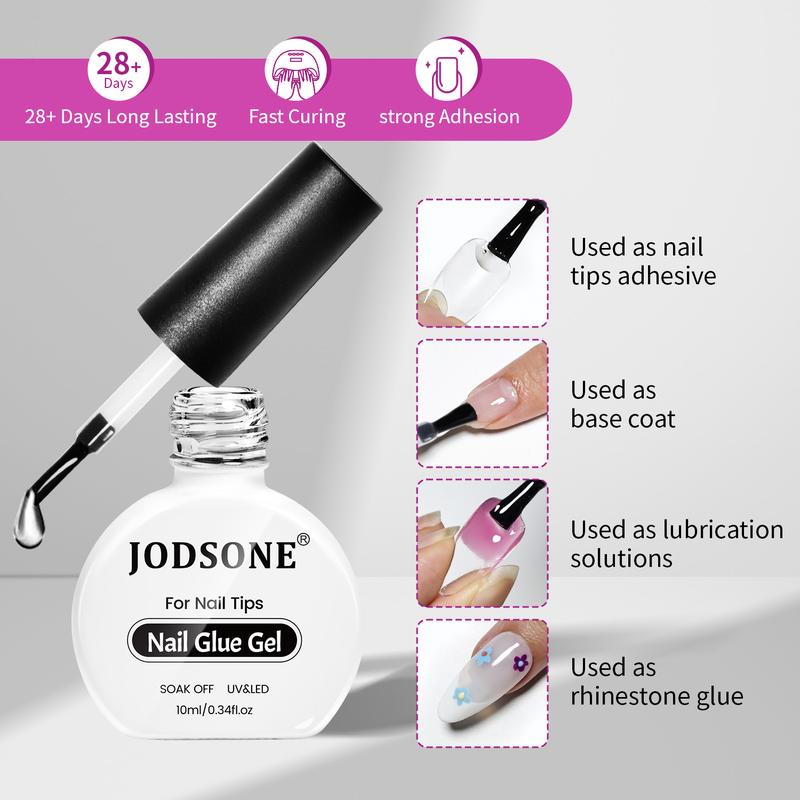 JODSONE 240pcs Gel Nail Tips kit with UV Lamp Top Coat &Nail Glue Gel,7 Sizes Full Cover Pre-file Thicker Strength Acrylic Nail Tips for Easy Wearing, Stiletto Square Short almond Long almond Nail Tips for Women DIY Art Salonen DIY Nail Tool at home