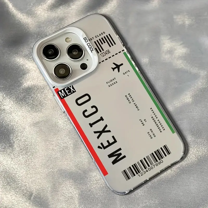 LUMN Studio Mexico Flight Ticket Pattern Wireless Protective Phone Casing - Durable Shock-Absorbing PC, Anti-Drop, Anti-Fingerprint Full Cover, Resistance for iPhone 7/8/X/XS Max/11/12/13/14/15/16 Pro Max Plus, Samsung Galaxy S25 Cellphone Accessories, An