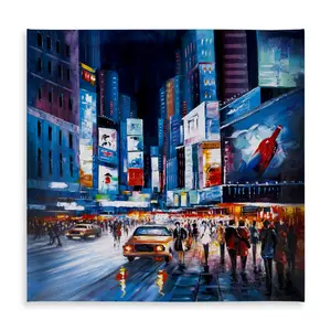 360 stand Times Square Perspective Blue Indoor & Outdoor Tablecloth (58x58 in) with Easy-Cleaning Apron, C1TC5858IWB8EB