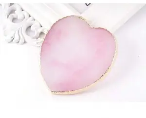 Pink Heart Resin Nail Art Mixing Palette with Gold Edge