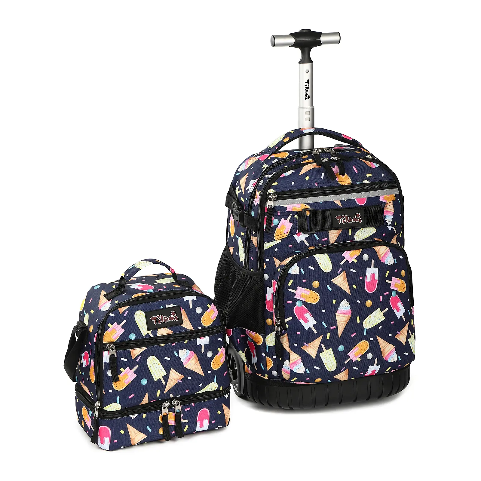 Tilami Rolling Backpack 19 inch with Lunch Bag Wheeled Laptop Backpack, Summer