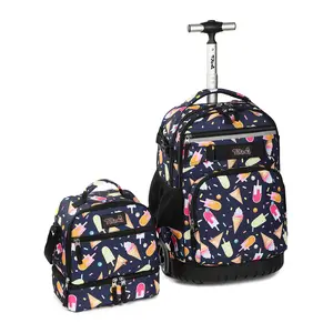 Tilami Rolling Backpack 19 inch with Lunch Bag Wheeled Laptop Backpack, Summer