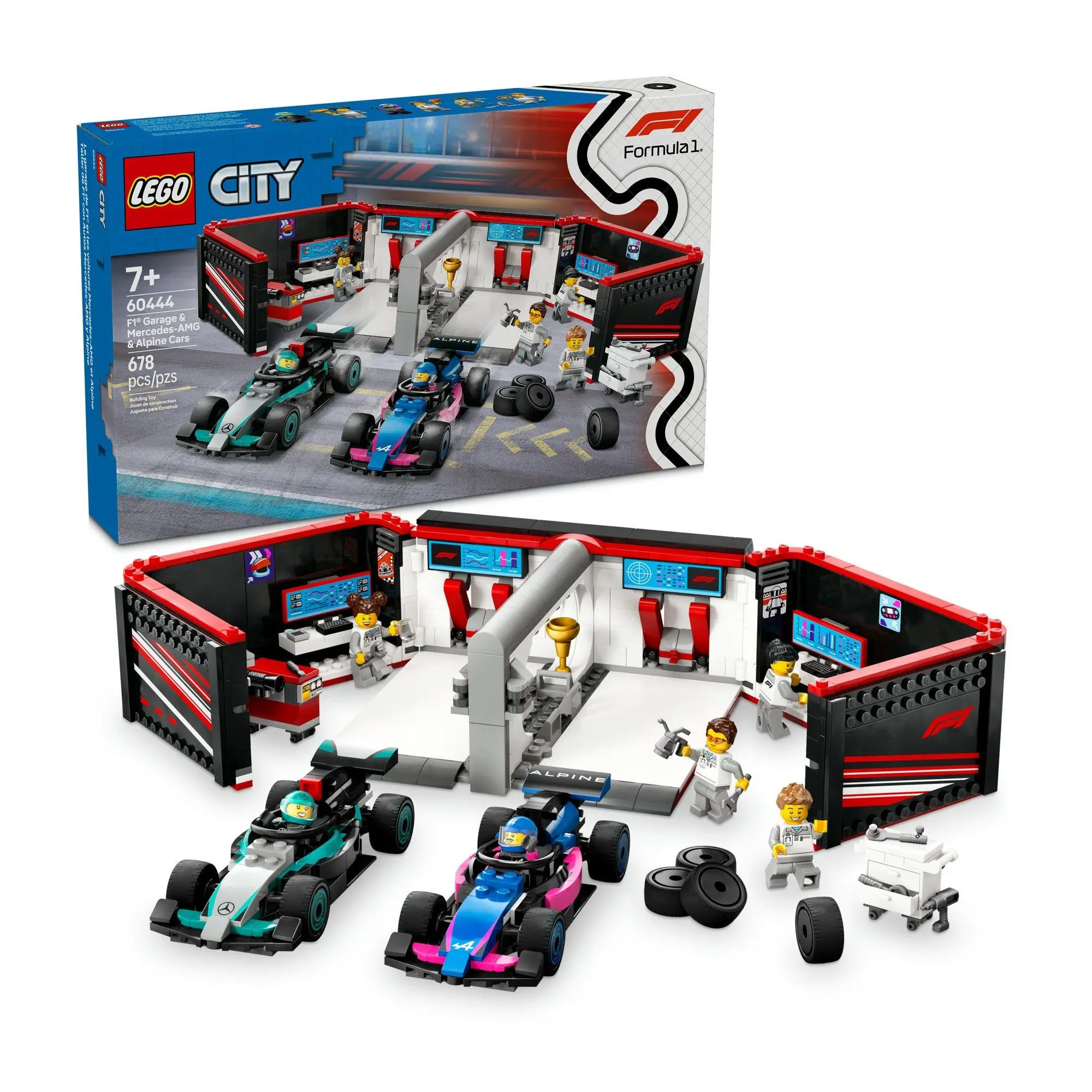 LEGO City F1 Garage & Mercedes-AMG & Alpine Cars Toy Playset
