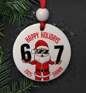 Six Seven Santa Ornament, Funny Gen Alpha Slang Christmas Gift, Viral 67 Ornament for Kids, Trending Meme for Teens, TikTok Holiday Gift