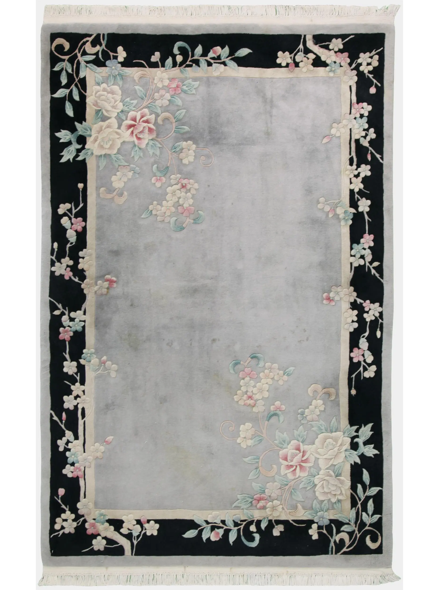 Vintage Hand-Knotted Chinese Art Deco Wool Rug - 6' 00" x 9' 02"
