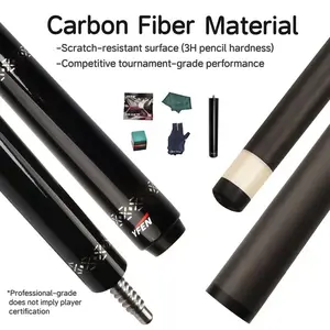 YFEN Professional Carbon Fiber Pool Cue Stick Set 11.8mm Low Deflection Durable with Extension Tip,Adjustable Breathable Billiard Glove,Premium Pool Cue Chalk, Cloth Case for Enhanced Precision