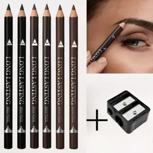 6pcs Waterproof Eye Brow Pencils for Women - Easy To Use, Natural Black & Brown, Professional Makeup Pen for Flawless Eyebrow Definition, Cosmetic Beauty Tool with Triangular Design for Precision Applicatio Bring Pencil Sharpener Eyebrow Set