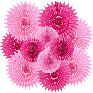 Honeycomb Paper Fans, 12 count Hot   Tissue Paper  Party Decorations for Wall,  Birthday Paper Decor for  Shower, Graduations, Bachelorette, Wedding, Room