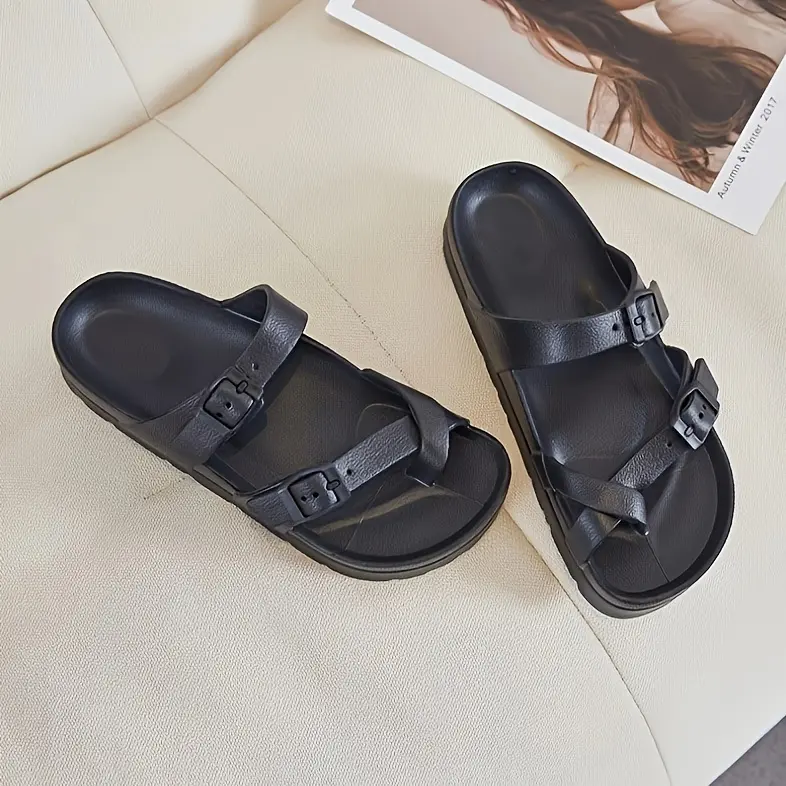 YEAGOSO Women's Platform Sandals with Arch Support Comfortable Foam Slides Lightweight Thick Soles | Adjustable Buckle | Ultra Cushion