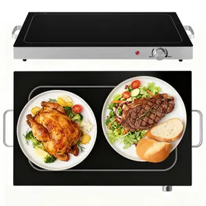 Electric Warming Tray, Glass Top Food Warmer with Adjustable Temperature Control, Hot Plates for Food, Easy Cleaning Chafing Dishes Easy Cleaning for Parties Buffet, Gatherings, Hot Plates for Food