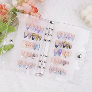 Delicatething Acrylic Nail Set, Y2K Style, Handmade, Flower Design Nails, Includes 5 Pairs, XS S M L Sizes, Wand, Gold Ribbon, Perfect Gift for Girls