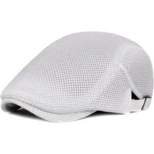 Fashion Men Breathable Mesh Cap Vintage Adjustable Beret Hat Outdoor Newsboy Cabbie Flat Caps