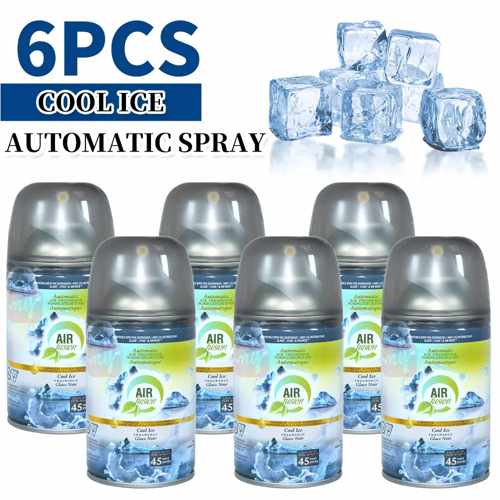 6 pcs (5 OZ Each) Automatic Spray Air Freshener Refill, 8 Scents - Multi-Purpose Odor-Fighting Room Spray, Ideal For Car, Office, Home, Bathroom And Kitchen, Fabric, Closet Fresh Scent