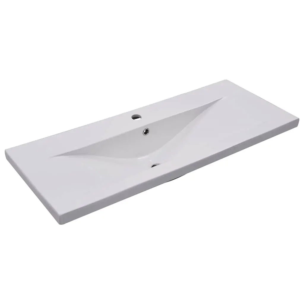 vidaXL Wash Basin, Bathroom Sink Bath Wash Bowl, Vanity Sink Bathroom Basin Small Bathroom Sink, Built-in Basin Wash Sink, Ceramic White 145064