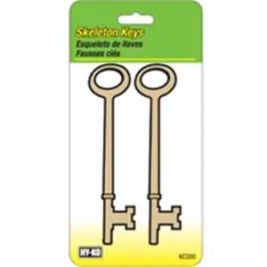 212 MAIN Brass-Plated Notched Skeleton Key, 2-Pack Home Door Lock Hardware (Hy-Ko Products KC200), Brass Plating