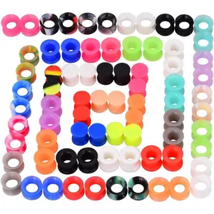 36 count/76Pcs Colorful Soft  Ear Gauges Flexible Ear  Tunnels Earlets Plugs Stretcher Expander Set   2g-3/4