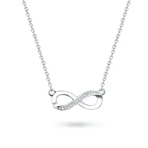 DW Infinity Pendant Necklace for Women, 925 Sterling Silver Love Necklace Fine Jewelry White Gold Plated