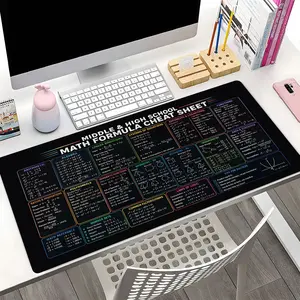 Middle & High School Math Formula Cheat Sheet XXL Extended Gaming Mouse Pad, Educational Big Desk Mat, Anti-Slip Backing, Large Gaming Study Pad, Good Gift