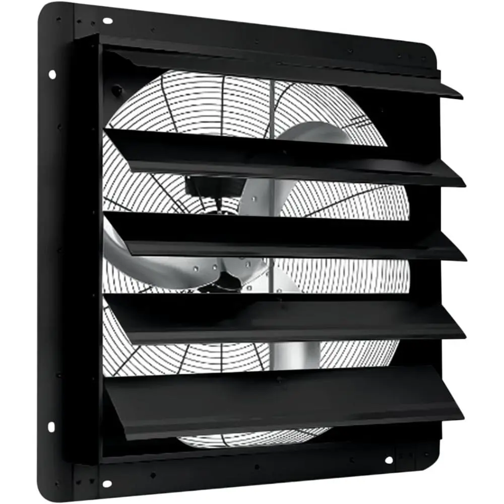 24-Inch Wall-Mount Shutter Exhaust Fan, 3500 CFM High-Speed Ventilation, 1500 RPM Low-Noise, Corrosion-Resistant Aluminum Blades, Auto Shutter, 120V for Garage, Attic