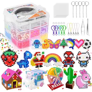 Fuse Beads Kit,10000PC 5MM Melty Beads Set, Iron Melting Beads Craft Kit with Pegboards,Ironing Paper and Chain Accessories, Arts and Crafts Set for Kids Boys Girls Christmas Birthday Gift